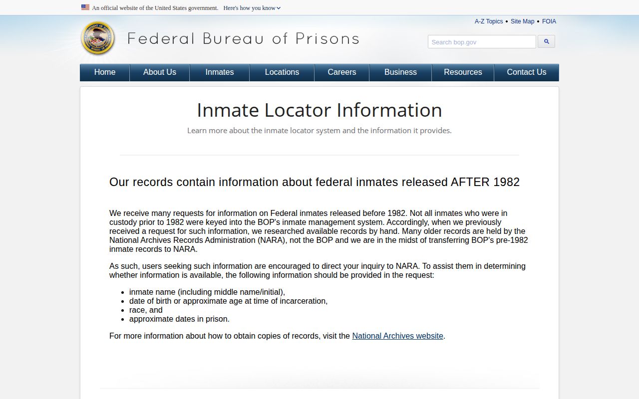 FCI Bennettsville federal release status and BOP locator field guidance