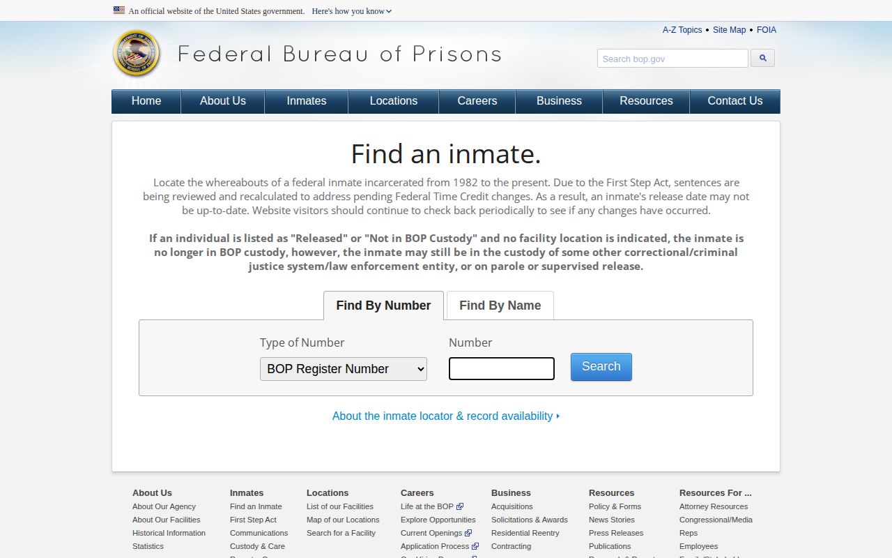 Marlboro County federal released inmate BOP locator result